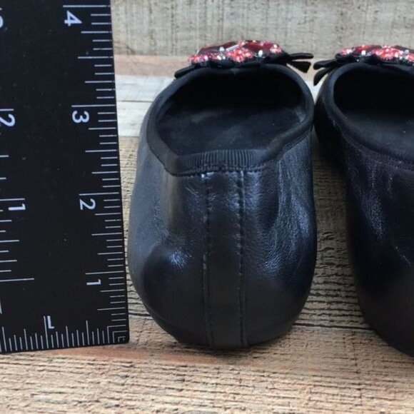 White House Black Market Black Red Gemstone Toe Ballet Flats Womens 8M Slip‎ On - Picture 9 of 13
